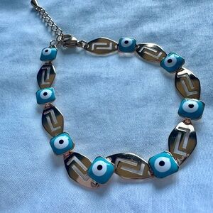 Gold and LightBlue Evil Eye Bracelet
